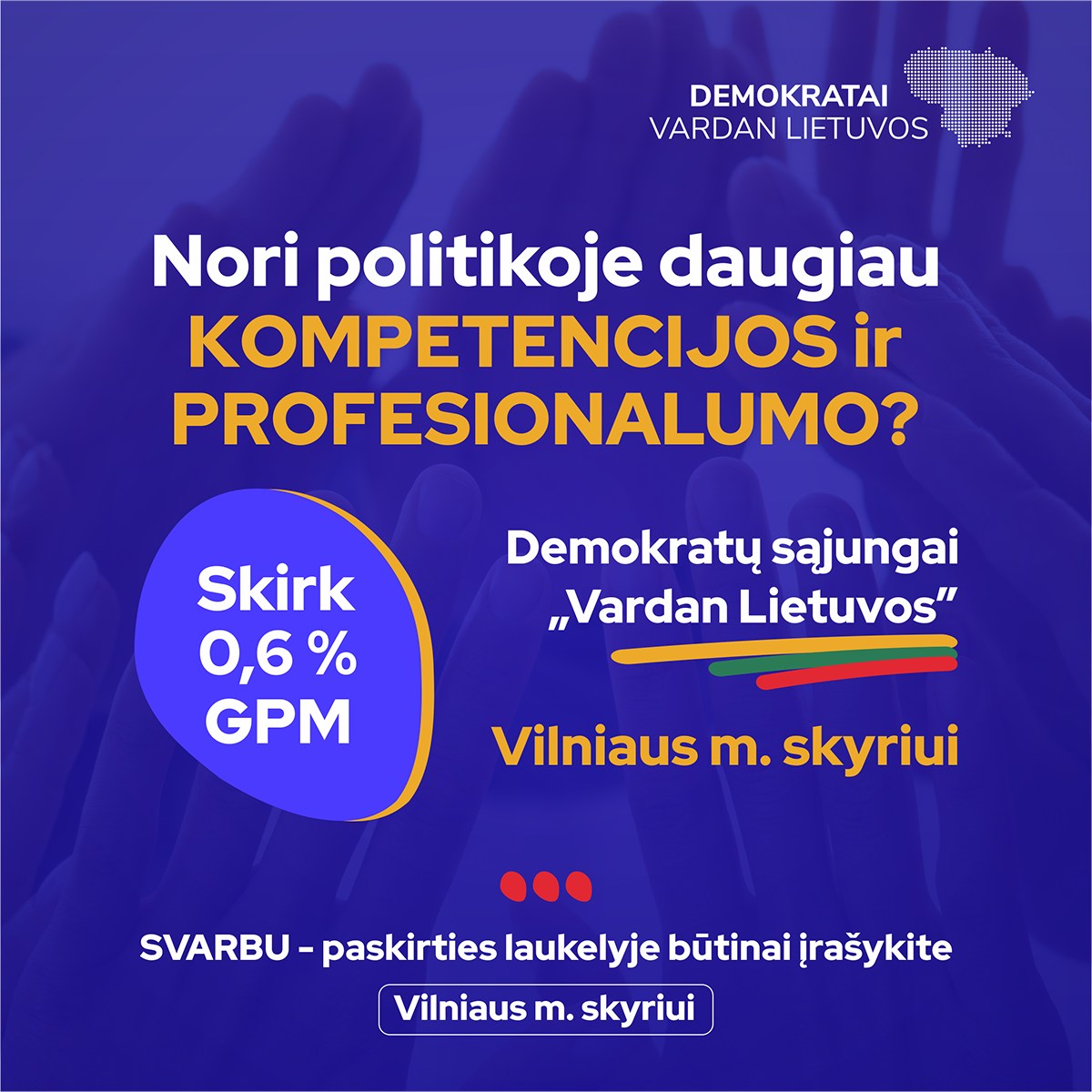 Skirk gyventojų pajamų mokesčio dalį demokratams